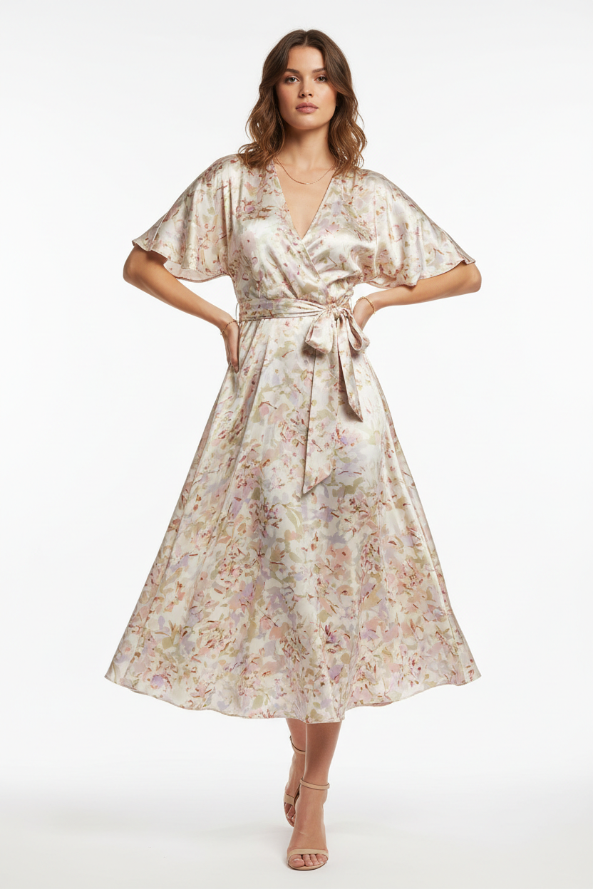 Robe mi-longue soie